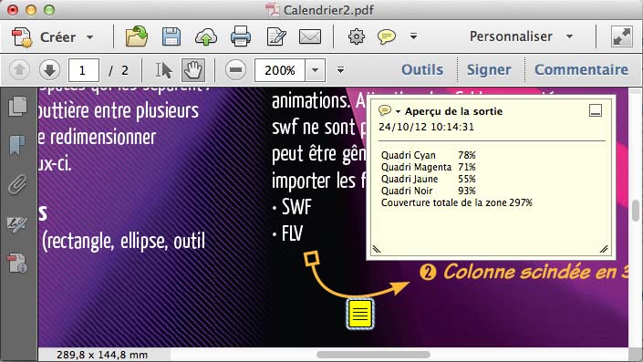 Une note reprenant les valeurs de couleurs d'une image.