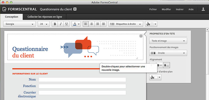 La fenêtre de FormsCentral